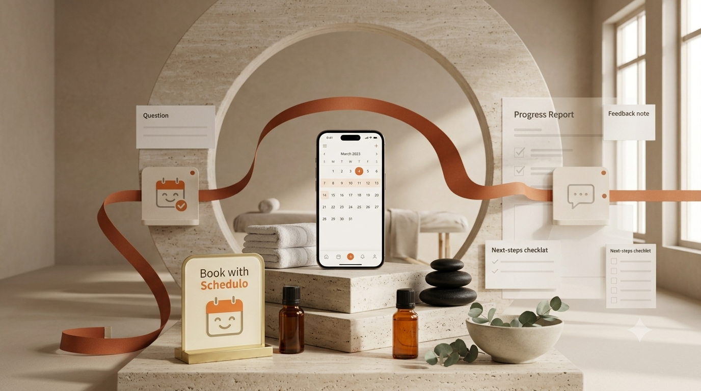 Online spa appointment booking calendar on a smartphone, helping independent wellness professionals manage client appointments and availability.